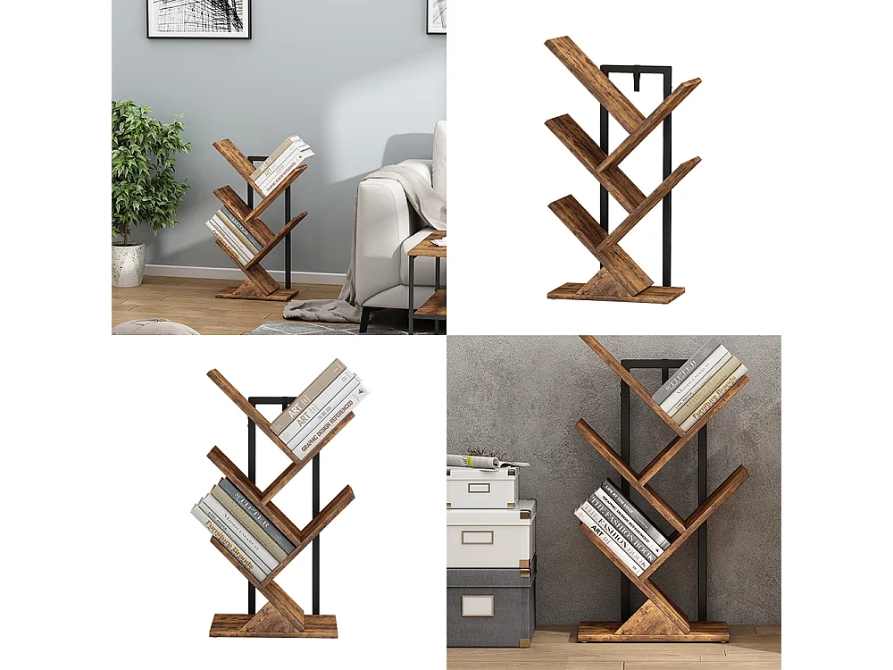 Étagère à livres bois antique 40x20x71 fyrk