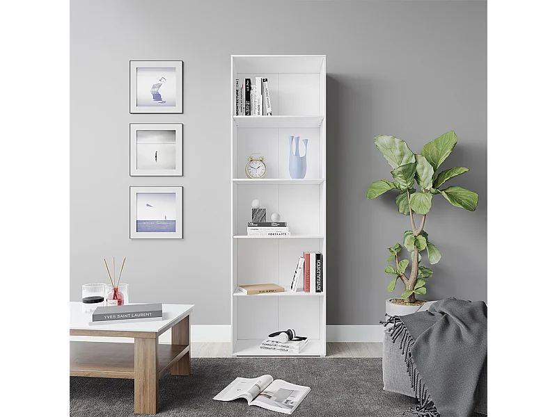 Regał na książki biały 60x30.4x190 bob