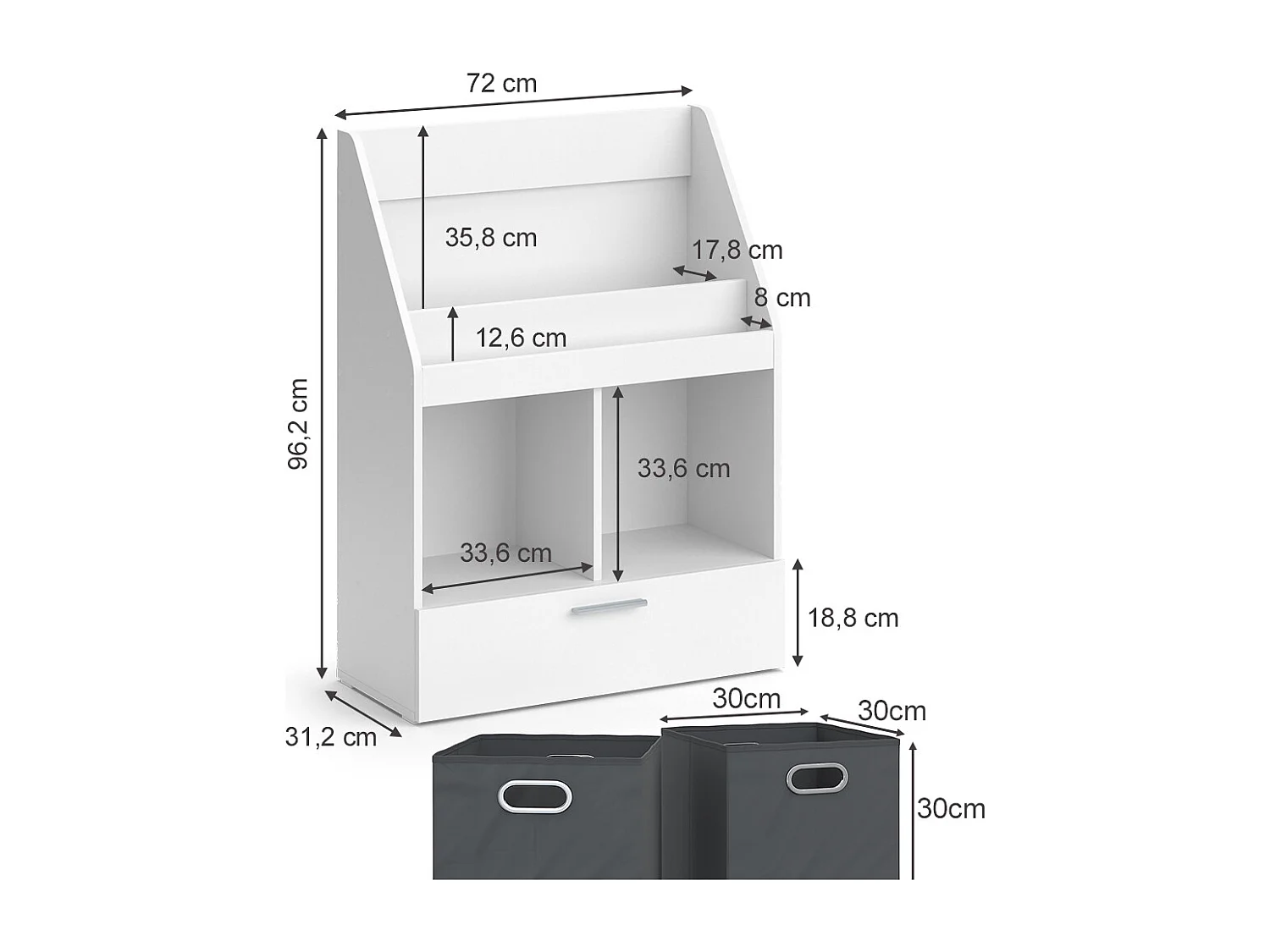Bibliothèque blanc 72x31.2x96.2 luigi