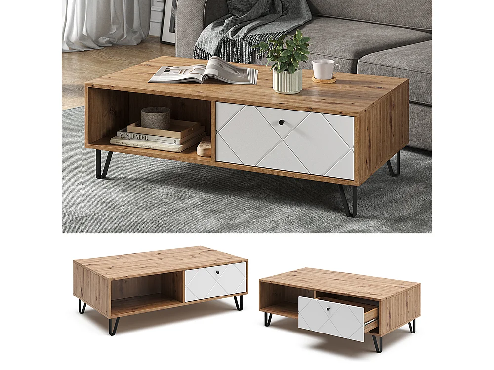 Couchtisch artisan-eiche 110x60x37 nizza