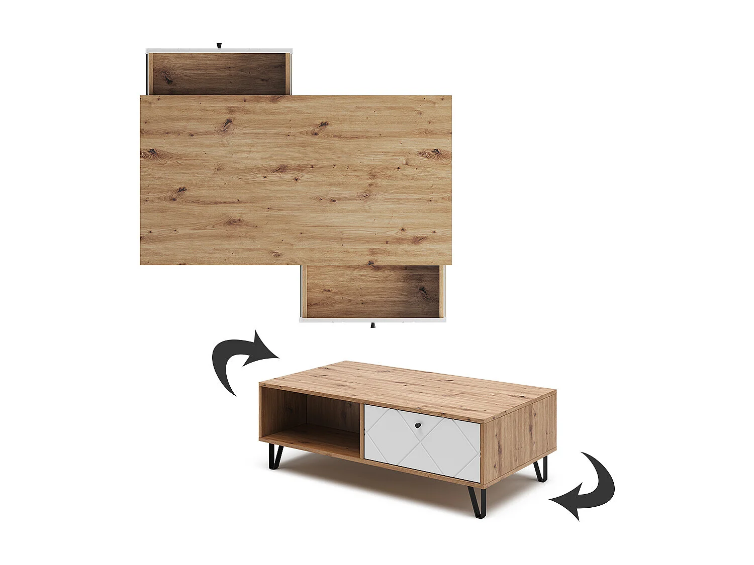 Couchtisch artisan-eiche 110x60x37 nizza