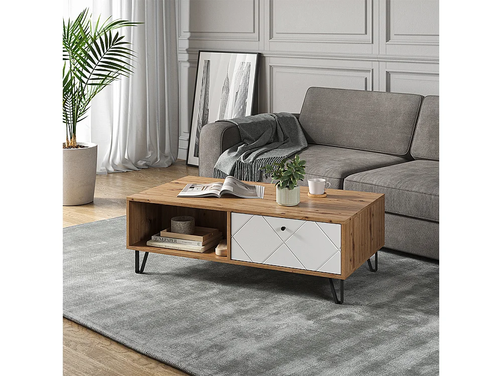 Table basse chêne artisan 110x60x37 nizza