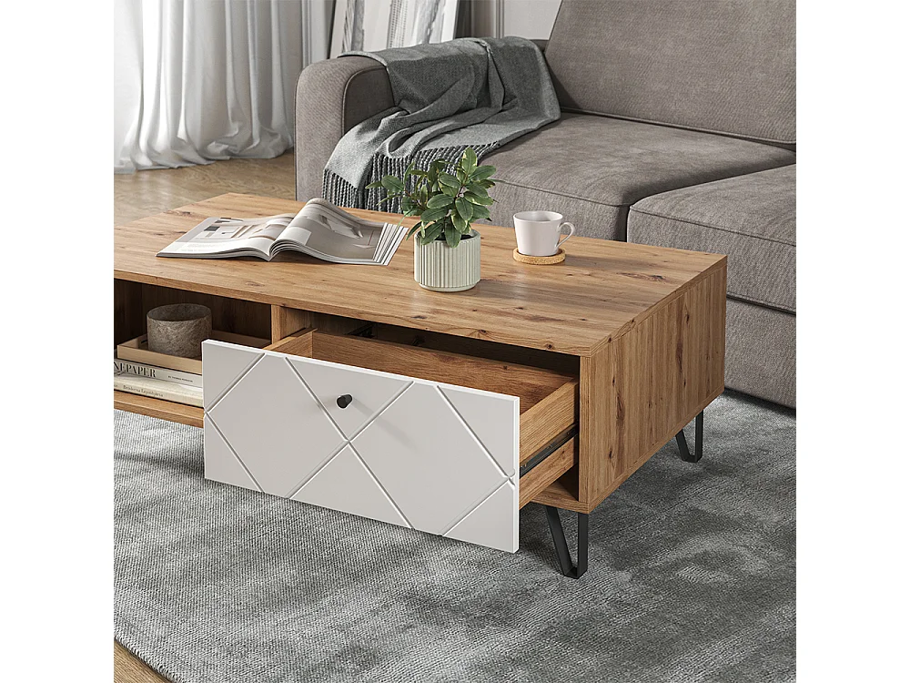 Table basse chêne artisan 110x60x37 nizza