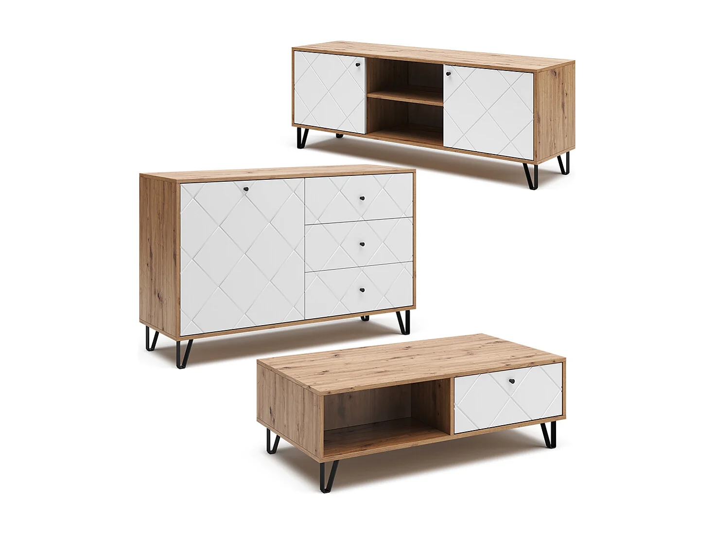 Table basse chêne artisan 110x60x37 nizza