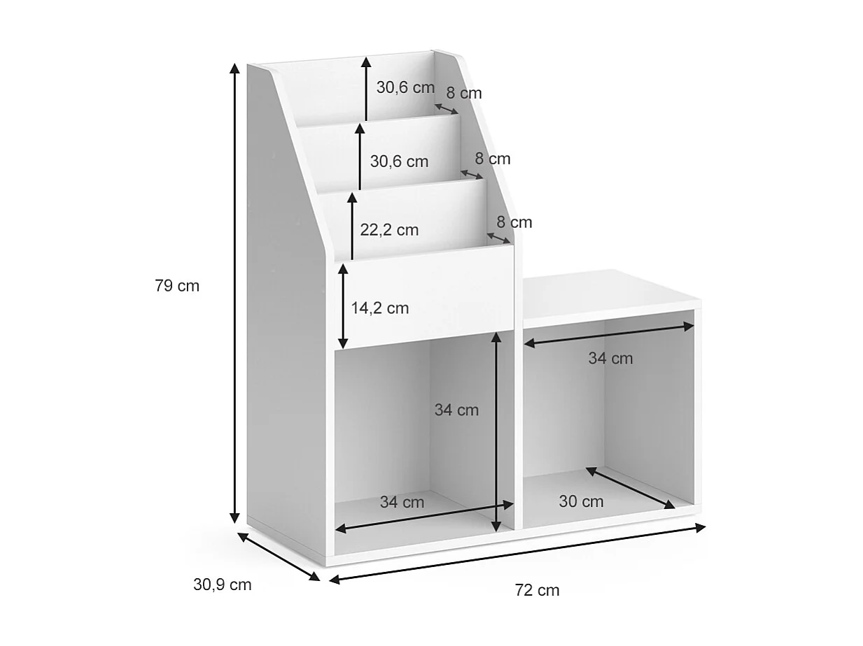 Bücherregal weiß 72x30.9x79 luigi