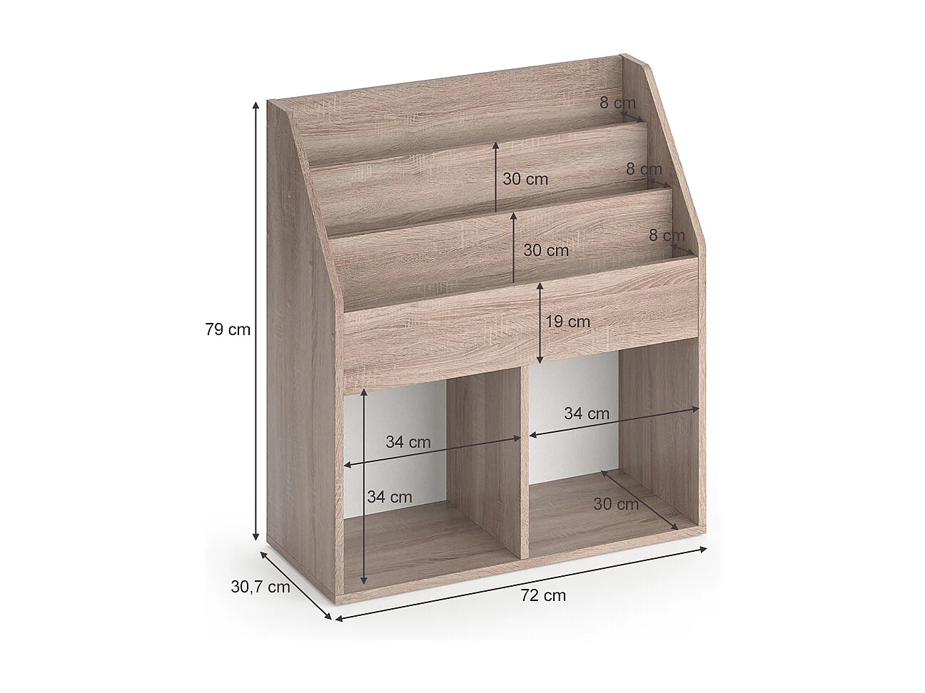 Bücherregal sonoma 72x30.7x79 luigi