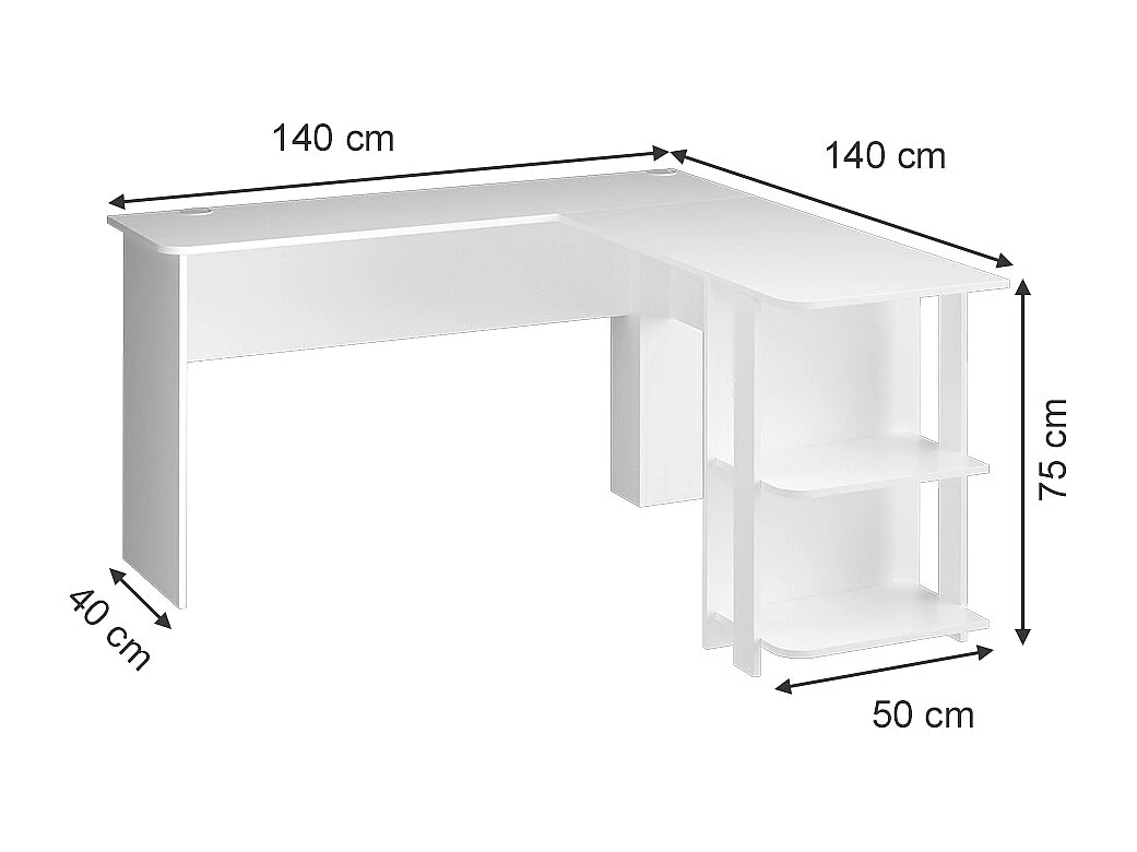 Eckschreibtisch weiß 140x140x75 nikita
