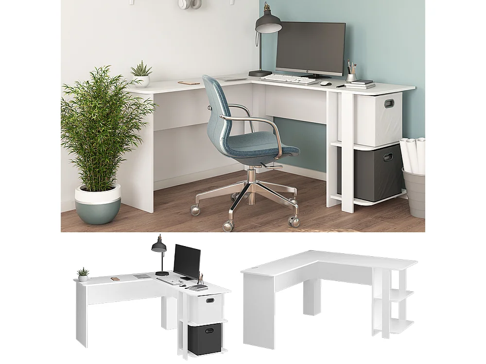 Bureau dangle blanc 140x140x75 nikita
