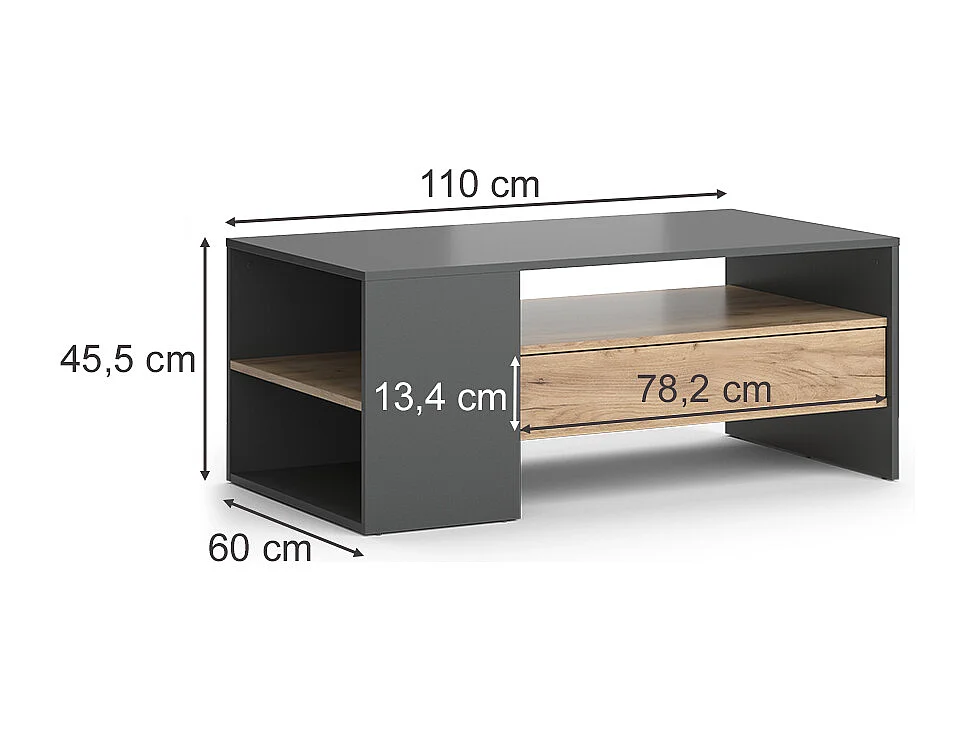 Sofabord gold power oak 110x60x45.5 fabien