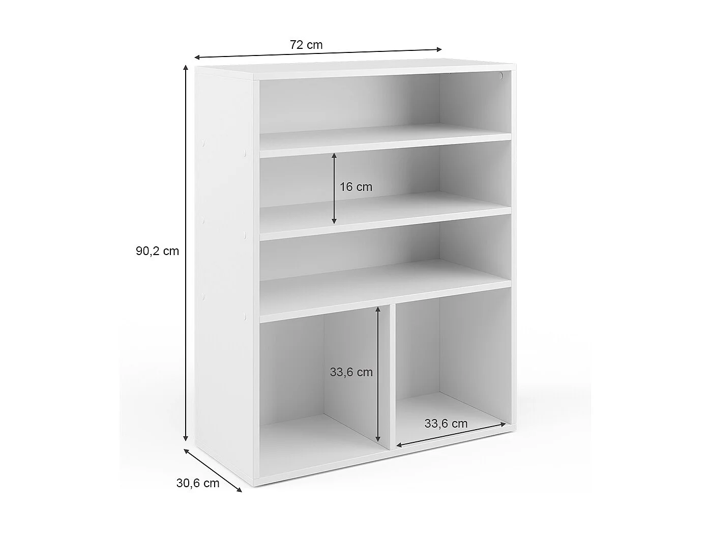 Bücherregal weiß 72x30.6x90.2
