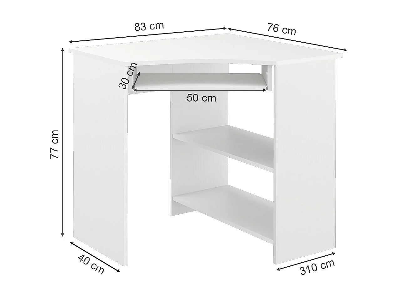 Bureau dangle blanc 83x76x77 odin