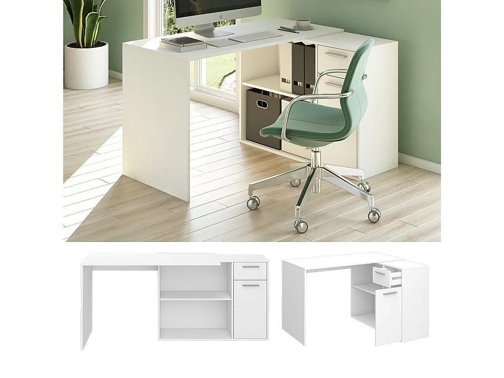 Bureau dangle blanc 120x60x75 robin