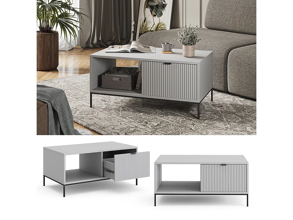 Table basse gris 90x50x45 eliza