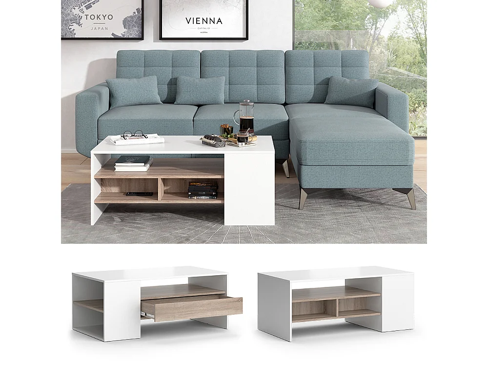 Table basse blanc 110x60x45.5 fabien