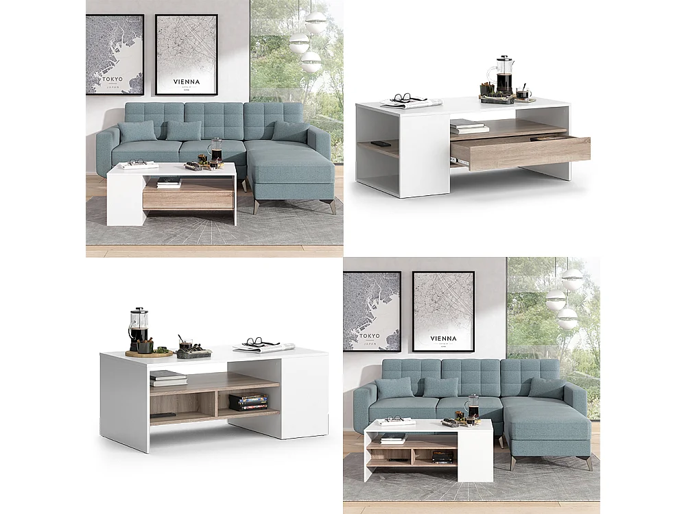 Table basse blanc 110x60x45.5 fabien