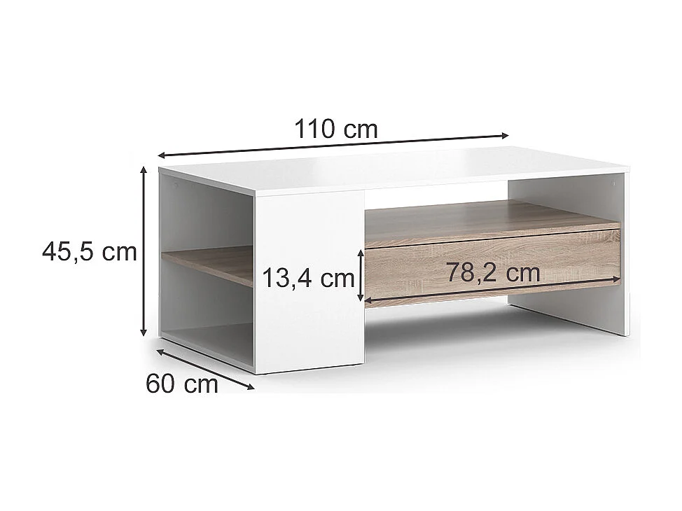 Sofabord hvid 110x60x45.5 fabien