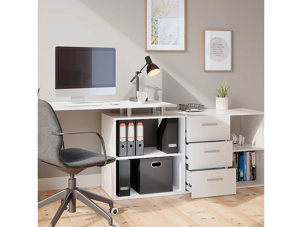 Eckschreibtisch weiß 215x60x75 dante