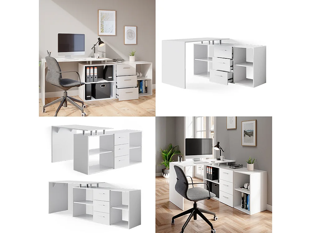 Eckschreibtisch weiß 215x60x75 dante