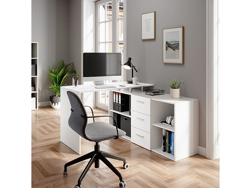 Eckschreibtisch weiß 215x60x75 dante