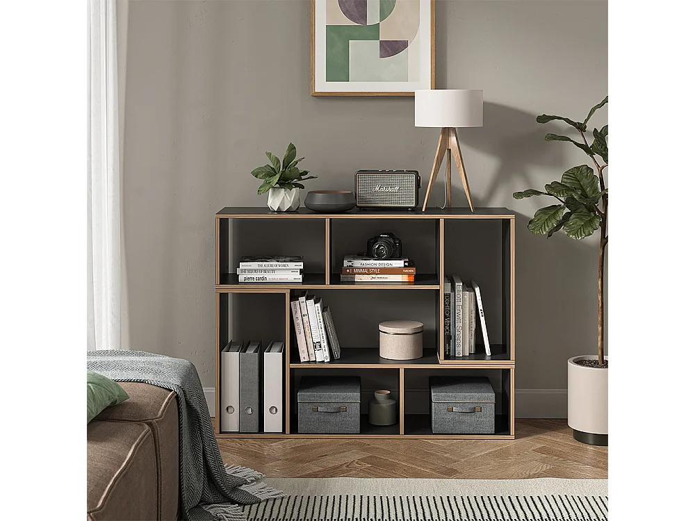 Bibliothèque anthracite 112.8x30x56.4 tetrix