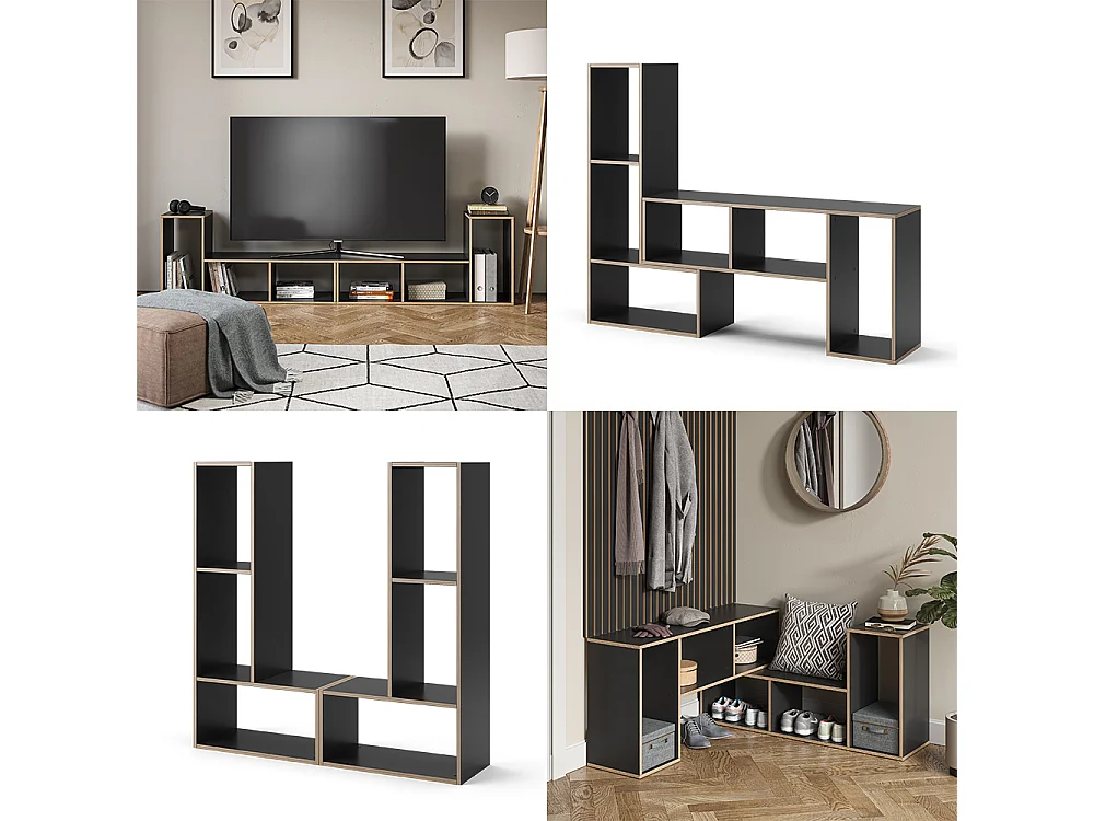 Bibliothèque anthracite 112.8x30x56.4 tetrix