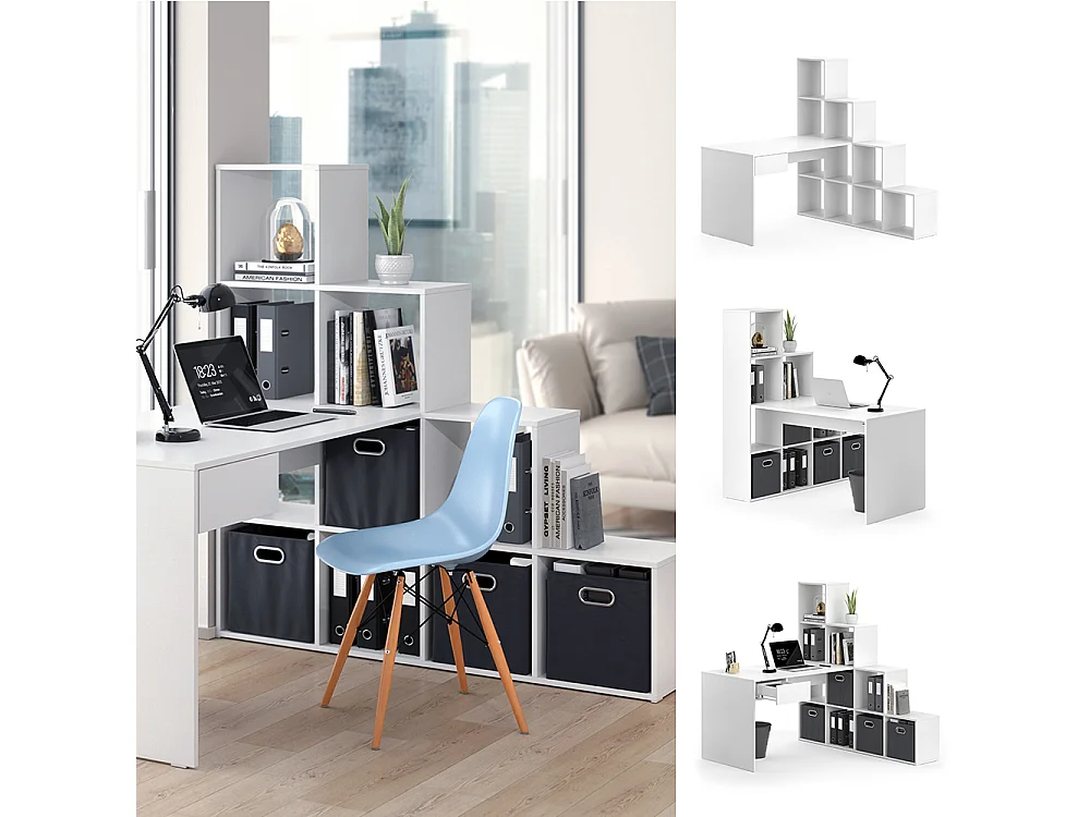 Bureau dangle blanc 139x142.4x143 sarah