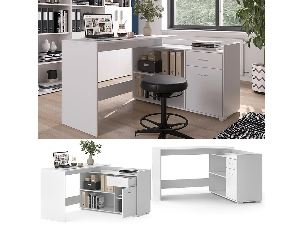 Bureau dangle blanc 135x77x115 noira