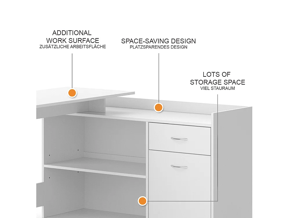 Bureau dangle blanc 135x77x115 noira