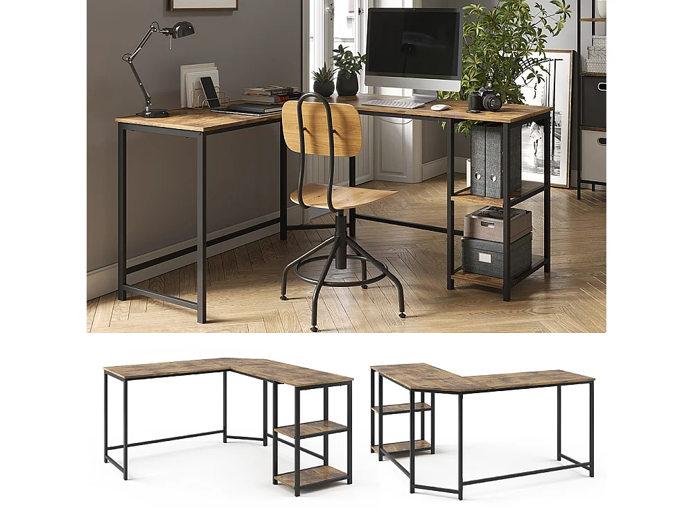 Eckschreibtisch antikholz 138x50x75 fyrk