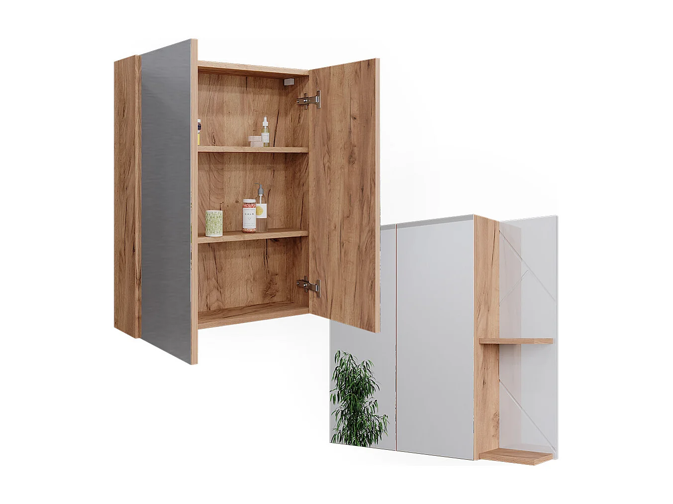 Armario con espejo de baño blanco alto brillo 80x17.2x75 irma