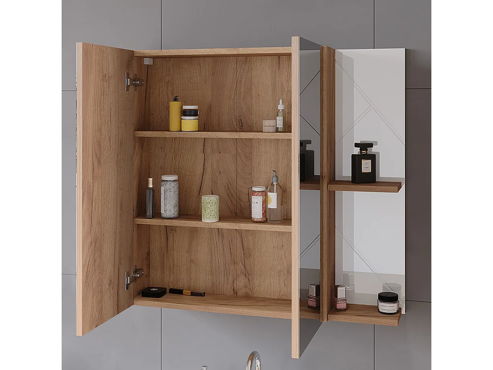 Armoire de salle de bain avec miroir blanc haute brillance 80x17.2x75 irma