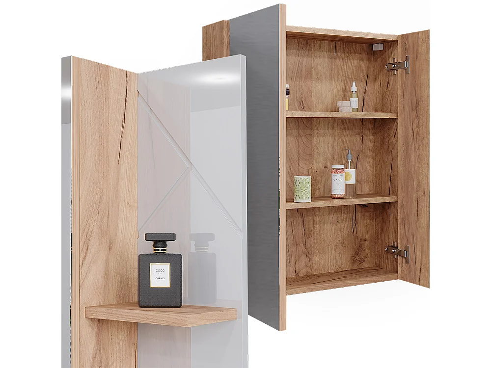 Armoire de salle de bain avec miroir blanc haute brillance 80x17.2x75 irma