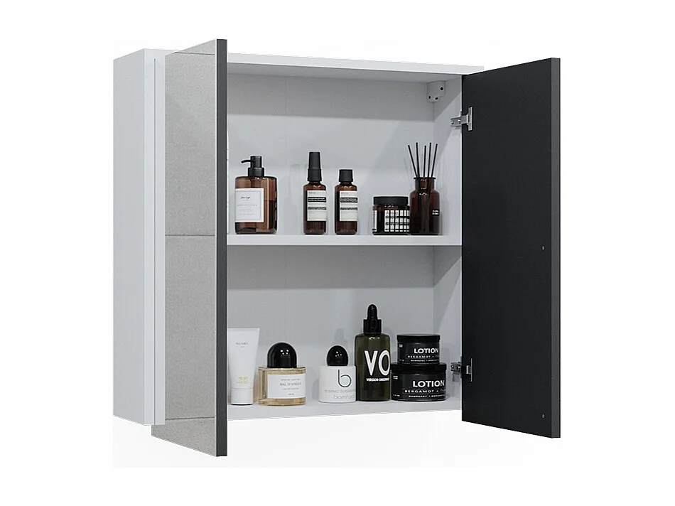 Armario con espejo para baño blanco/antracita 60x17x58 maltin