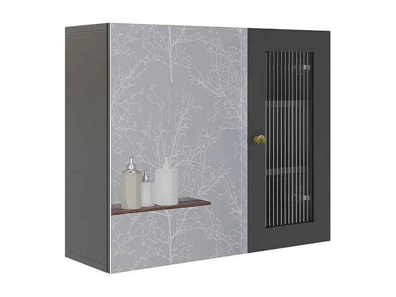 Armario con espejo de baño gris 60x20x50 malte