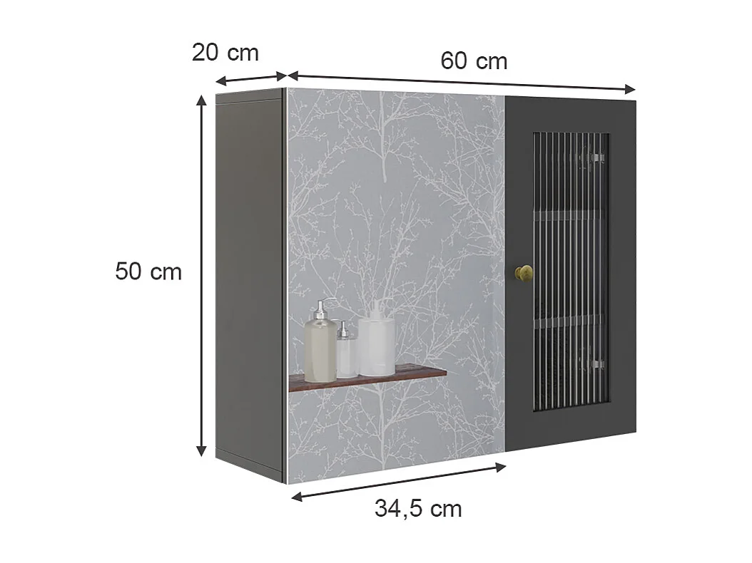 Armoire de salle de bain avec miroir gris 60x20x50 malte