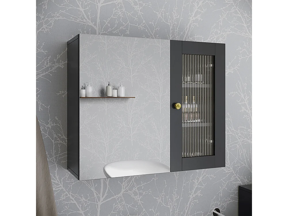 Armoire de salle de bain avec miroir gris 60x20x50 malte
