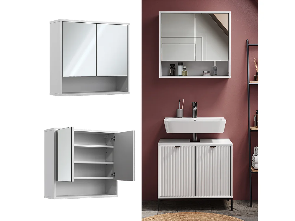 Armario con espejo para baño blanco 70x22.1x65 eliza