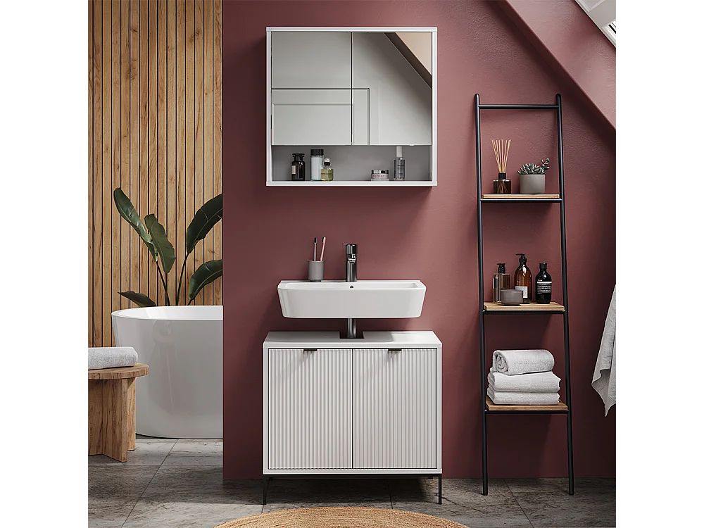 Armario con espejo para baño blanco 70x22.1x65 eliza