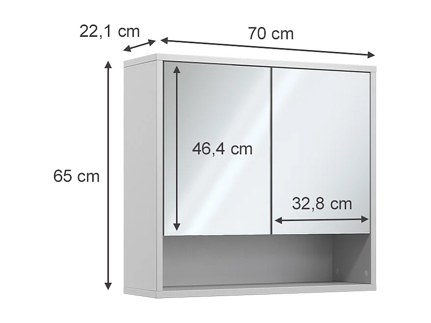 Armoire de toilette blanc 70x22.1x65 eliza