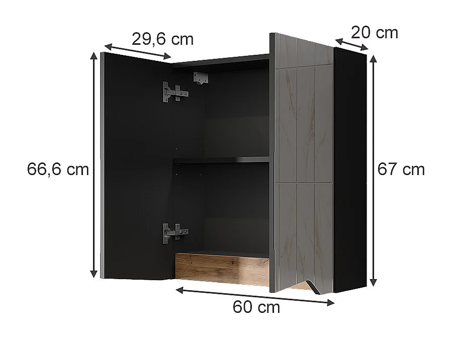 Armoire de toilette anthracite/artisan 60x20x67 marelle
