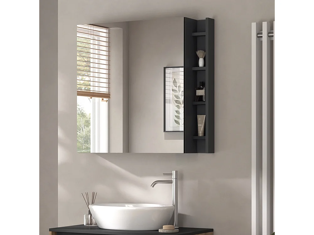 Armoire de toilette anthracite/artisan 80x18x75 edelin