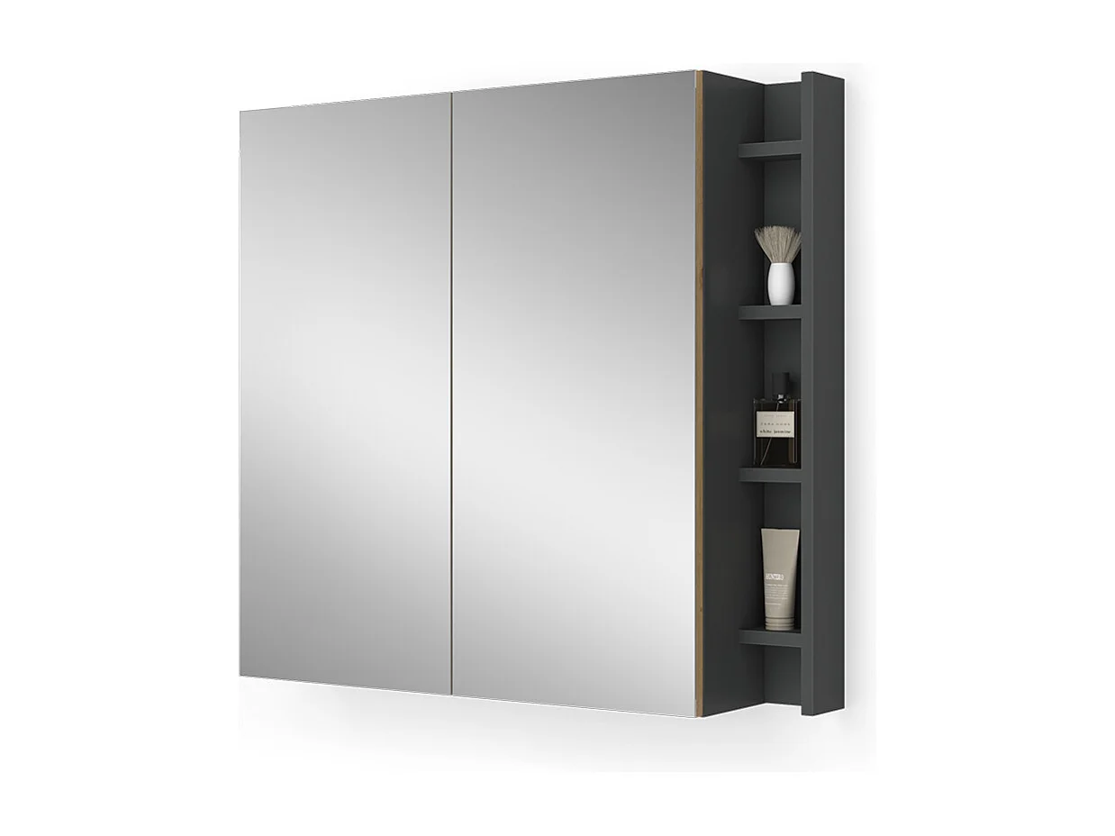 Armoire de toilette anthracite/artisan 80x18x75 edelin