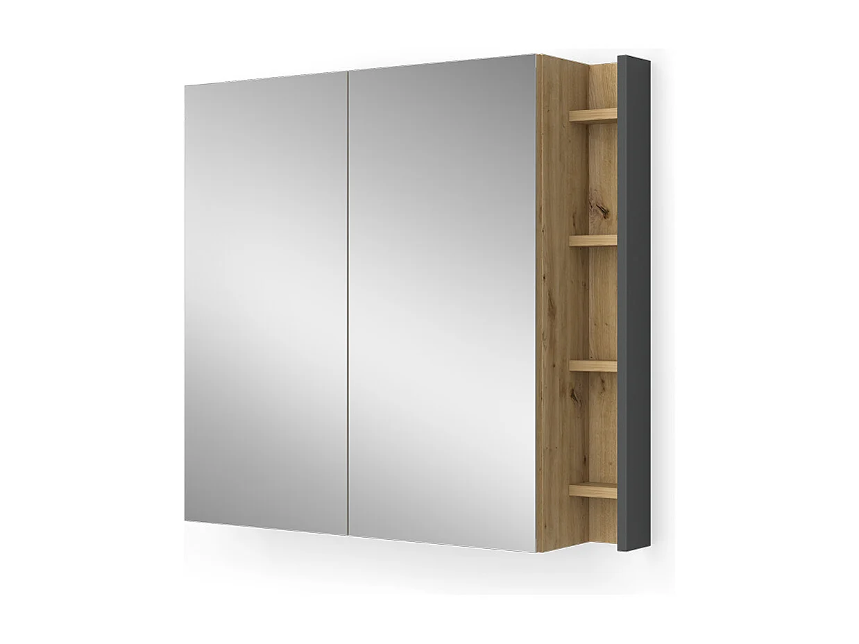 Armoire de toilette anthracite/artisan 80x18x75 edelin