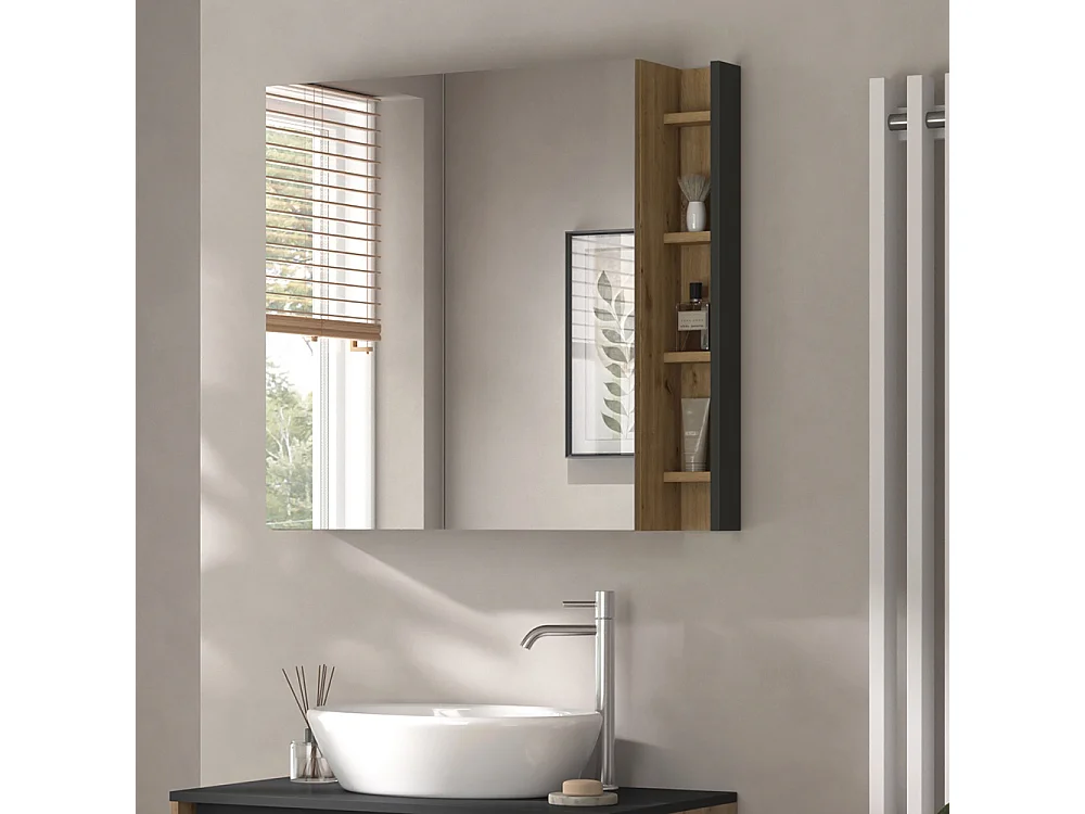 Armoire de toilette anthracite/artisan 80x18x75 edelin