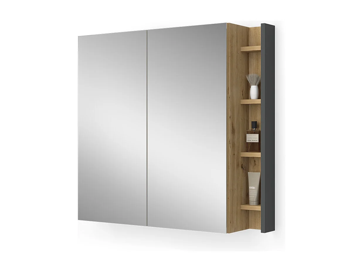 Armoire de toilette anthracite/artisan 80x18x75 edelin