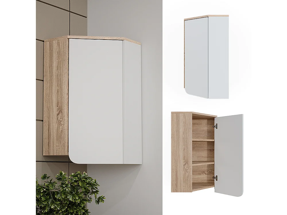 Armario de pared de esquina sonoma/blanco 42.4x42.4x75 karen
