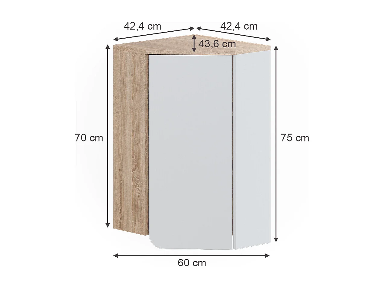 Armoire dangle suspendue sonoma/blanc 42.4x42.4x75 karen