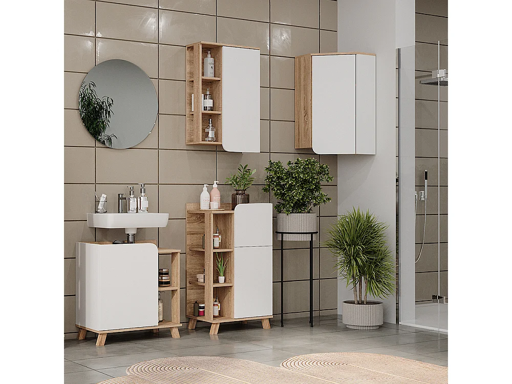 Armoire dangle suspendue sonoma/blanc 42.4x42.4x75 karen