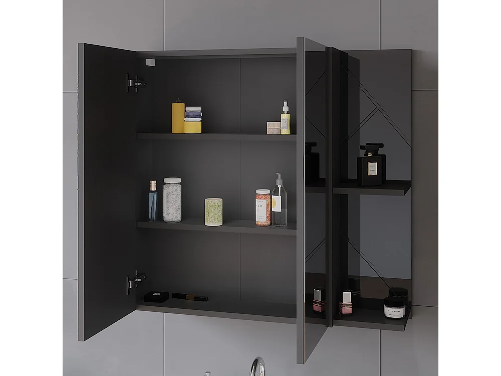 Armario con espejo de baño antracita brillo intenso/antracita 80x17.2x75 irma