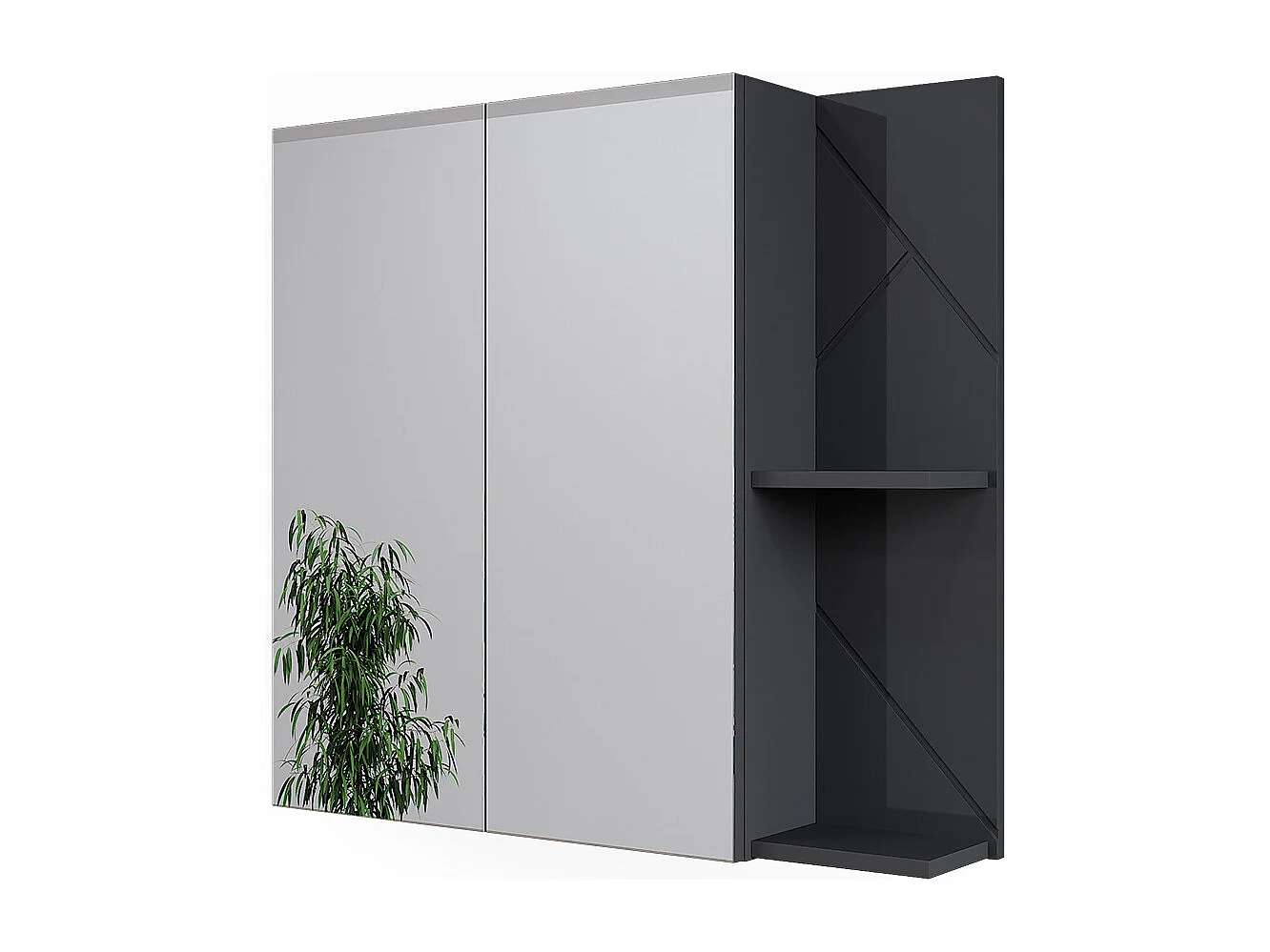 Armoire de salle de bain avec miroir anthracite brillant/anthracite 80x17.2x75 irma